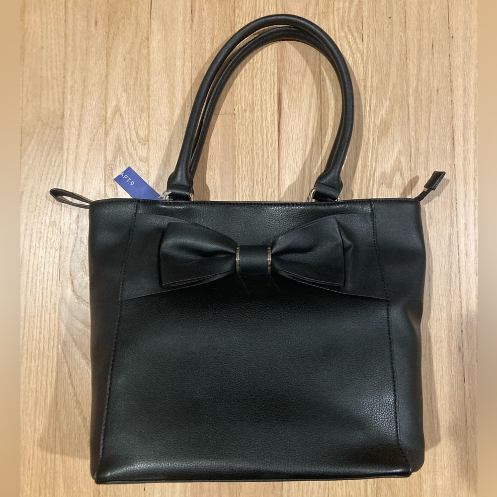 NWT Apt. 9 Black Tote Bag Bow Accent Girlhoodcore Whimsigoth Dark Academia Goth